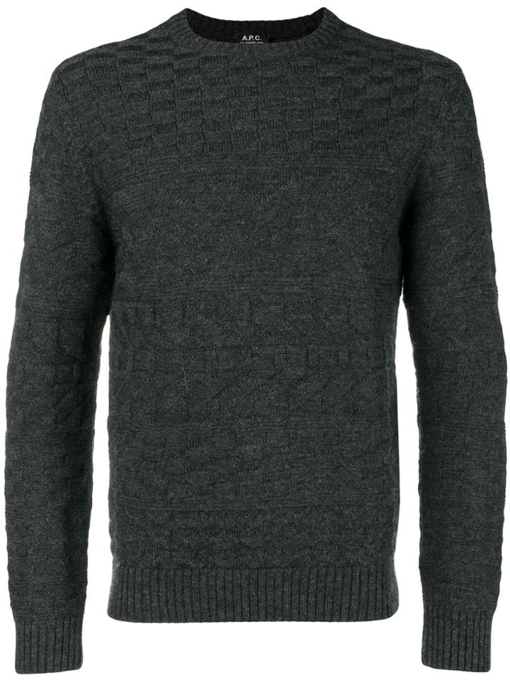 A.p.c. Textured Crew Neck Sweater - Grey