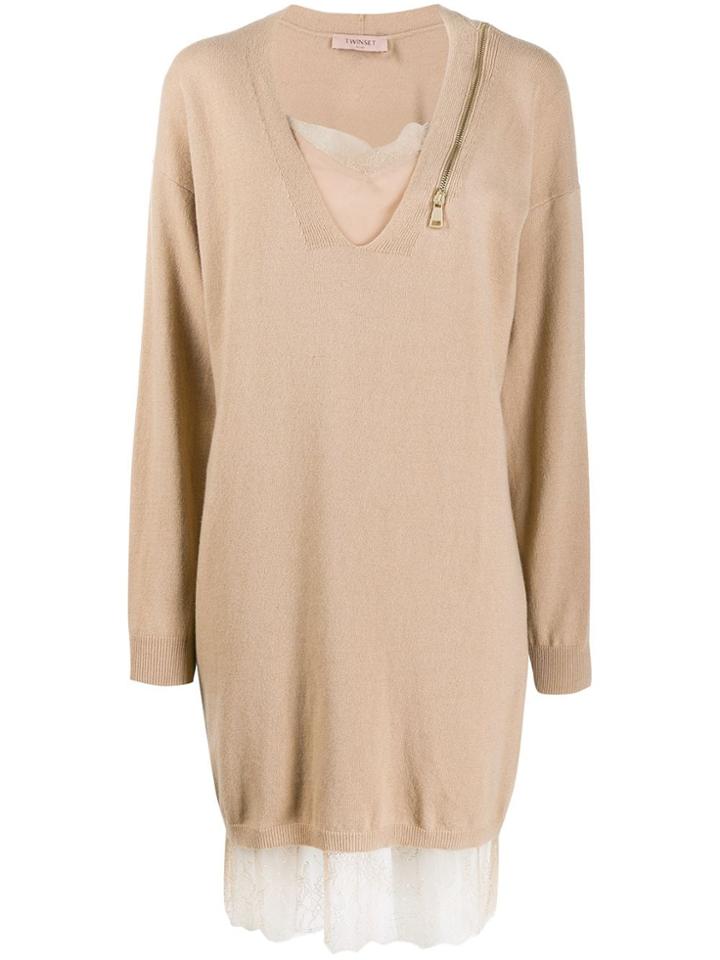 Twin-set Layered Sweater Dress - Neutrals
