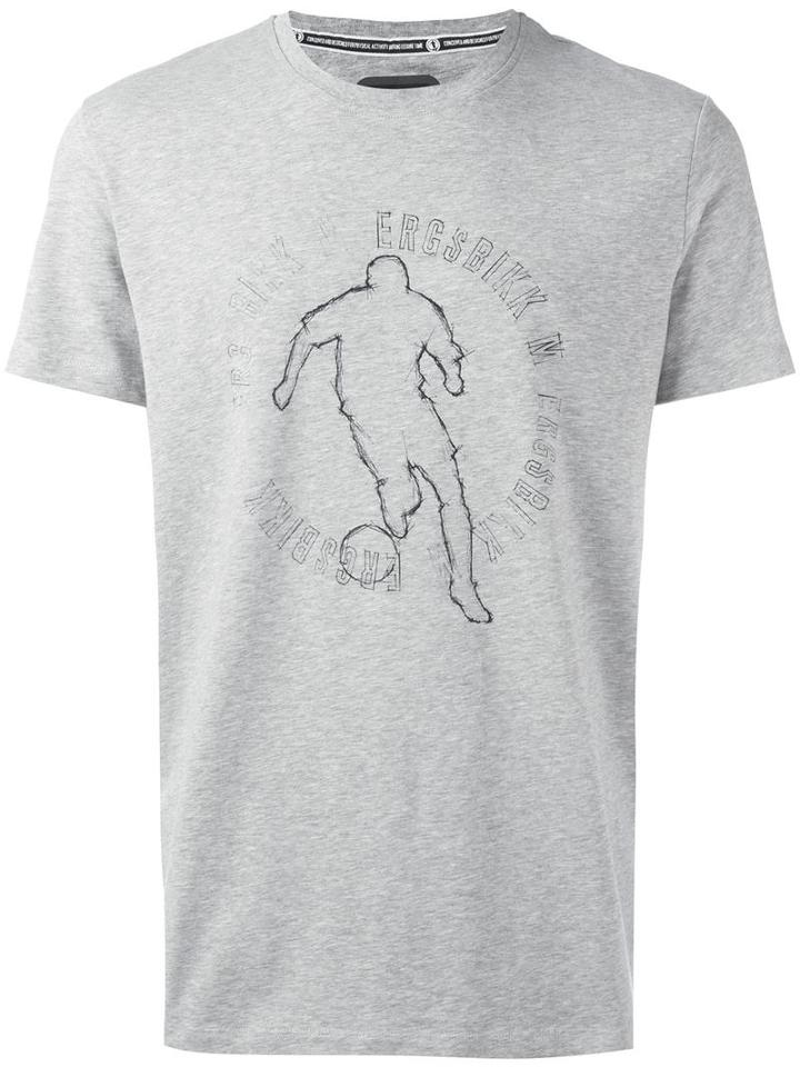 Dirk Bikkembergs Logo Print T-shirt, Men's, Size: Medium, Grey, Cotton/spandex/elastane