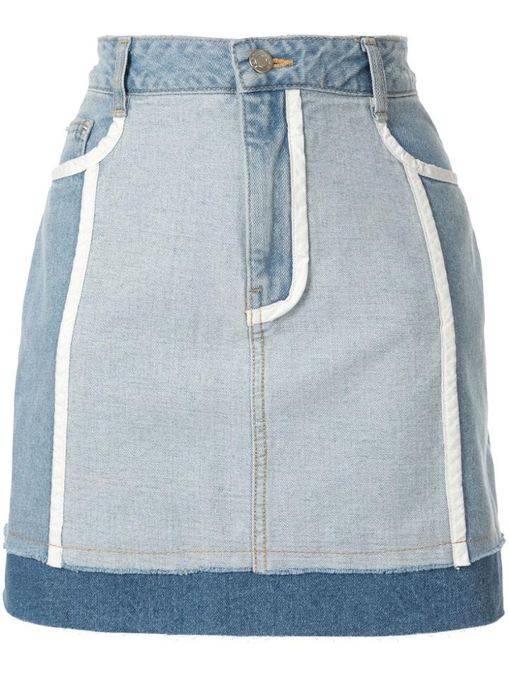 Sjyp White Lined Denim Skirts - Blue