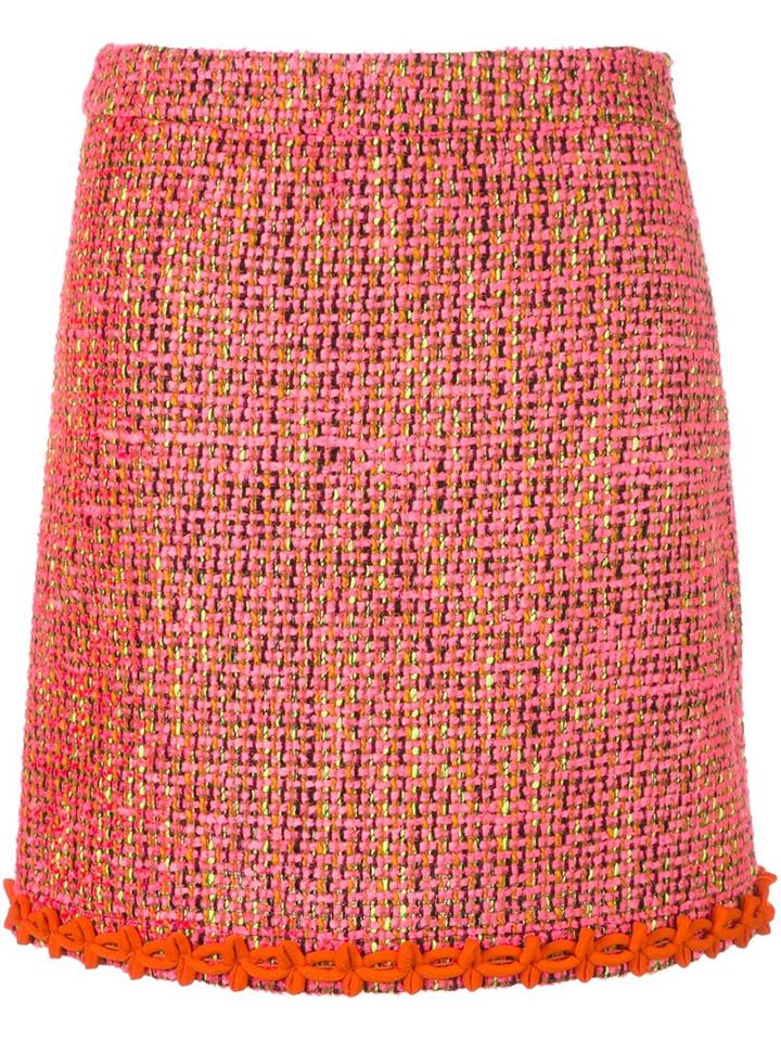 Boutique Moschino Mid-rise Knitted Skirt, Women's, Size: 44, Pink/purple, Silk/acrylic/virgin Wool/other Fibers