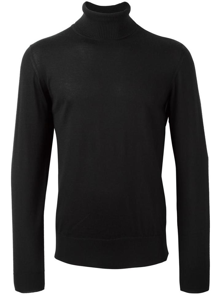 Brioni 'dolcevita' Jumper, Men's, Size: 48, Black, Silk/cashmere
