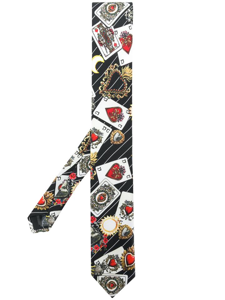 Dolce & Gabbana Sacred Heart Printed Tie - Black