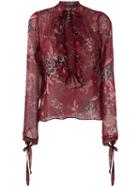 Etro Semi Sheer Blouse, Women's, Size: 46, Red, Silk