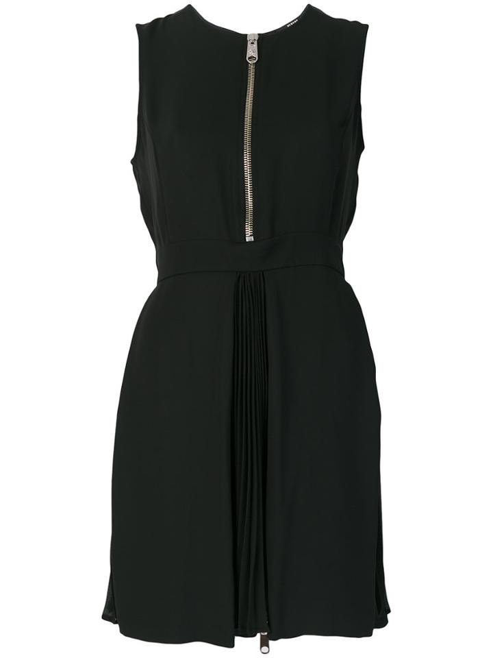 Versus Zip Embellished Pleated Dress - Black