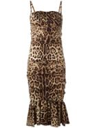 Dolce & Gabbana - Leopard Print Peplum Dress - Women - Silk/cotton/polyamide/spandex/elastane - 40, Nude/neutrals, Silk/cotton/polyamide/spandex/elastane
