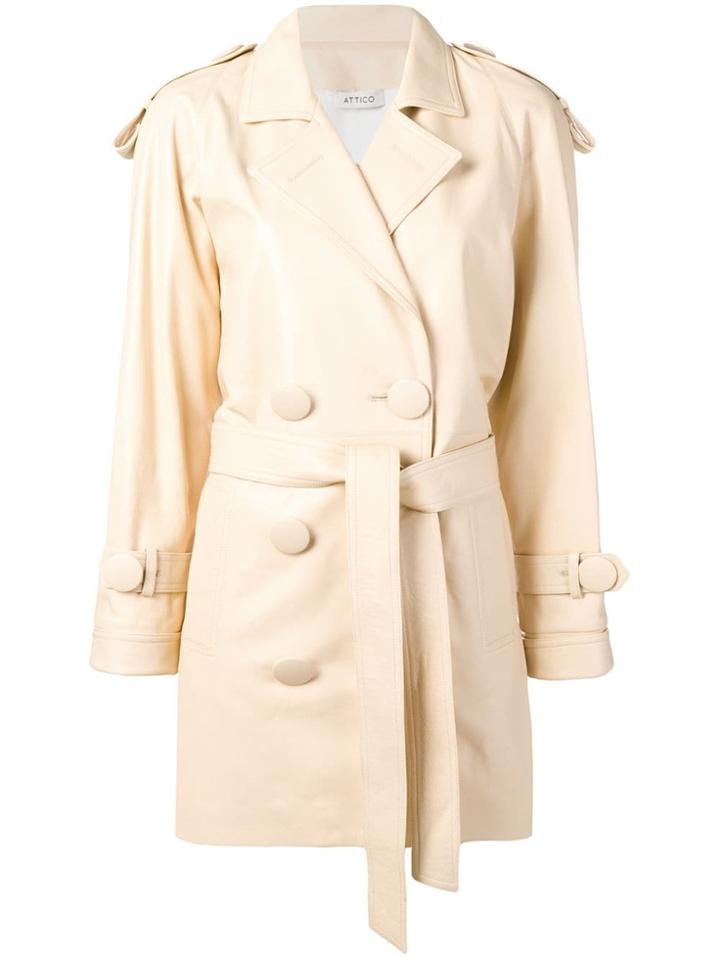 Attico Oversized Button Trench Coat - Neutrals