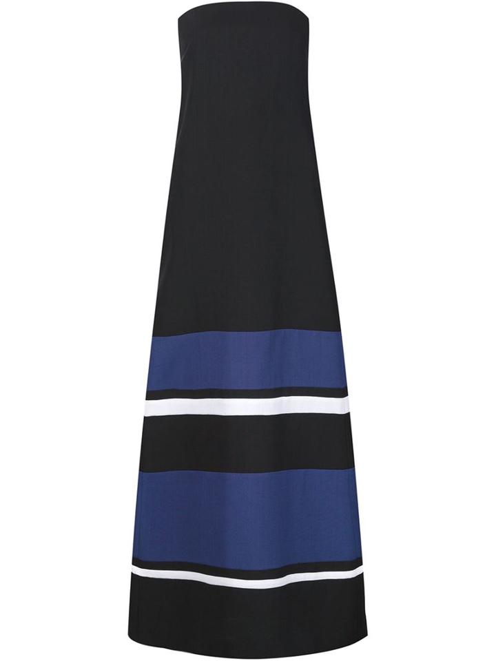Martin Grant Strapless Striped Long Dress, Women's, Size: 36, Black, Silk