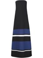 Martin Grant Strapless Striped Long Dress, Women's, Size: 36, Black, Silk