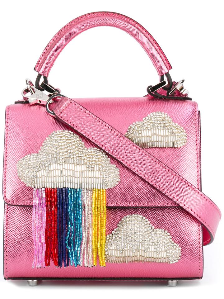 Les Petits Joueurs - Clouds Appliqué Glittery Tote - Women - Leather/pvc/metal - One Size, Pink/purple, Leather/pvc/metal