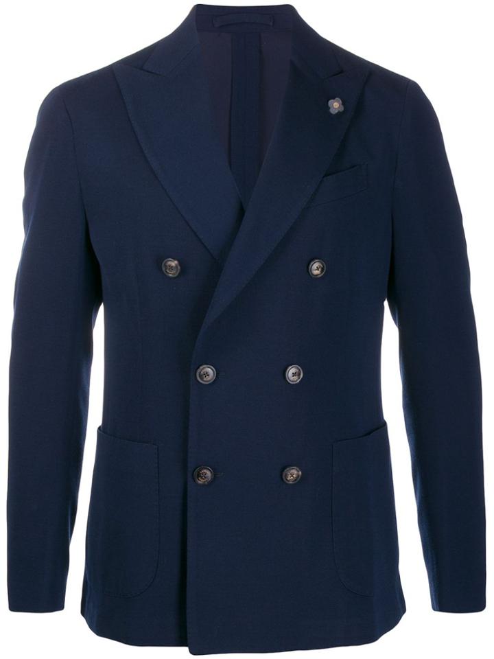Lardini Double Breasted Tailored Blazer - Blue
