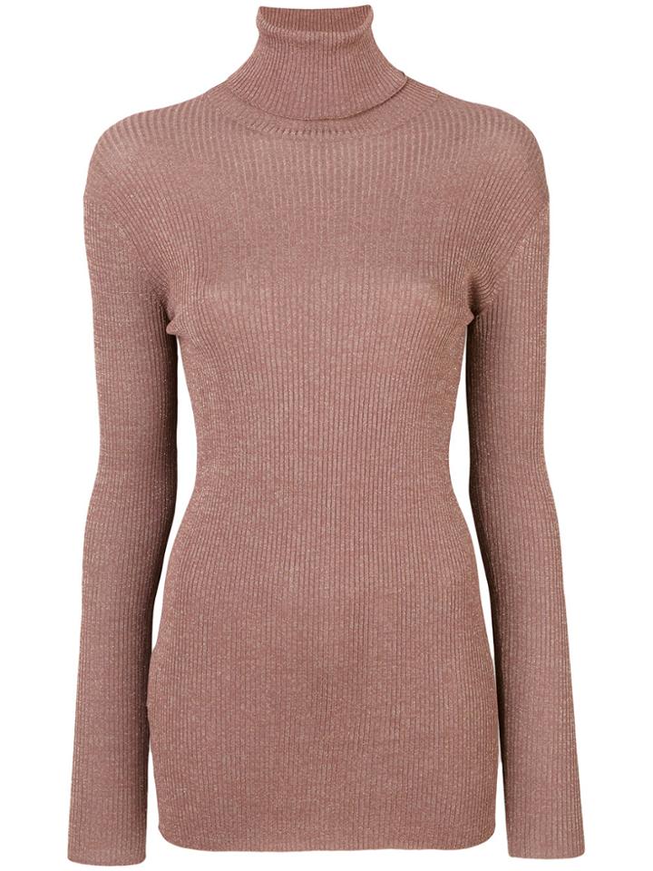 Prada Ribbed Roll Neck Jumper - Pink & Purple