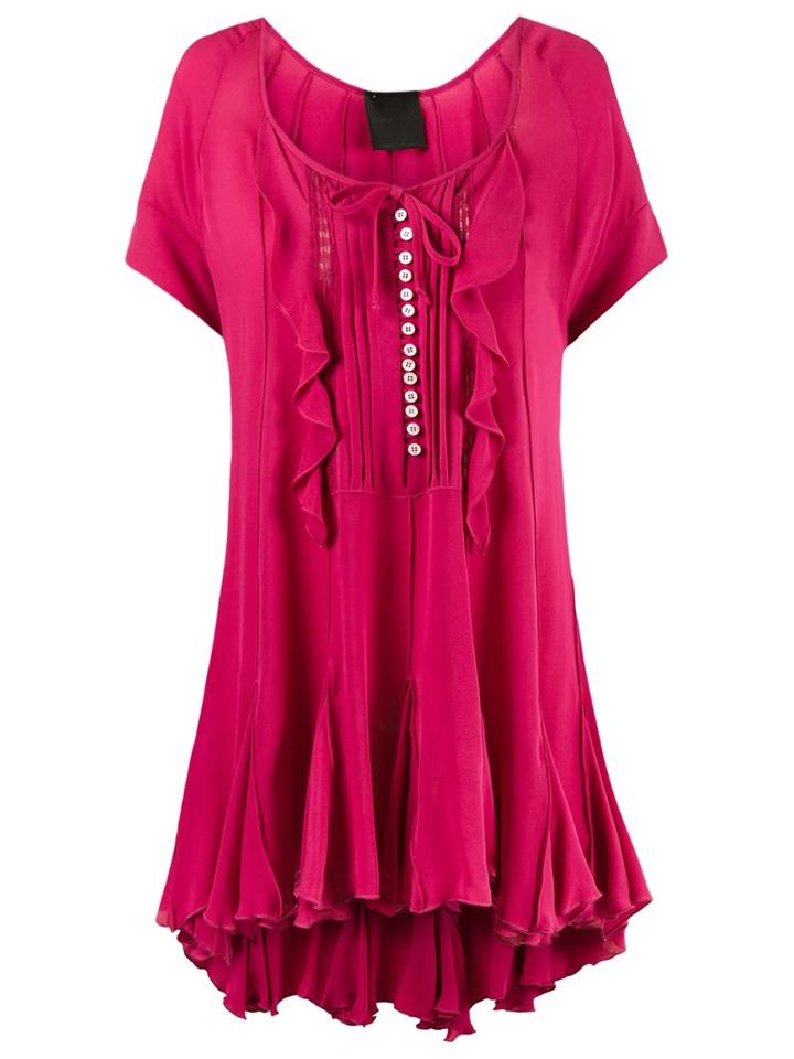 Andrea Bogosian Ruffled Dress, Women's, Size: P, Pink/purple, Silk
