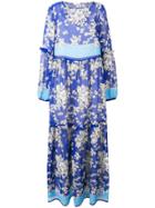 P.a.r.o.s.h. Floral Print Tiered Maxi Dress - Blue