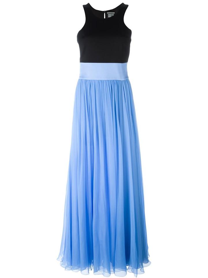 Fausto Puglisi Flared Racerback Long Dress, Women's, Size: 40, Blue, Silk/viscose/spandex/elastane