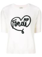 Fendi Cashmere Logo Heart Jumper - White