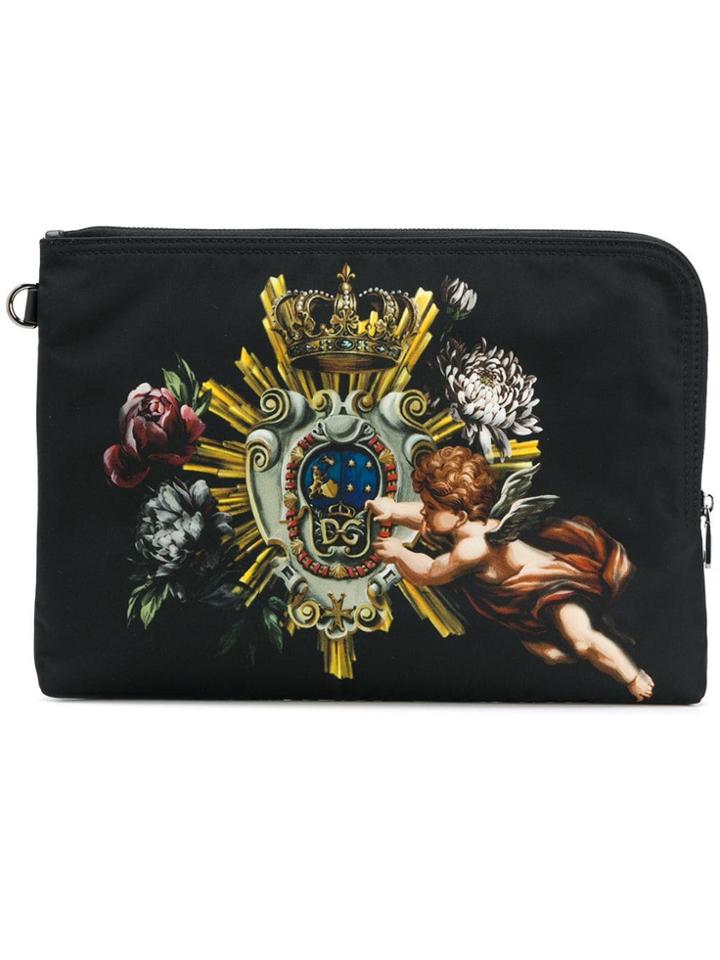 Dolce & Gabbana Cherub Print Pouch - Black