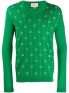Gucci Gg Logo Print Knitted Sweater - Green
