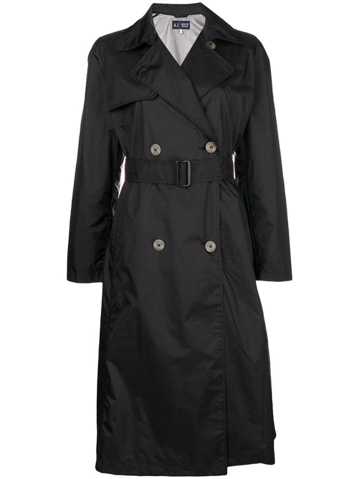 Giorgio Armani Vintage Double Breasted Trench Coat - Black