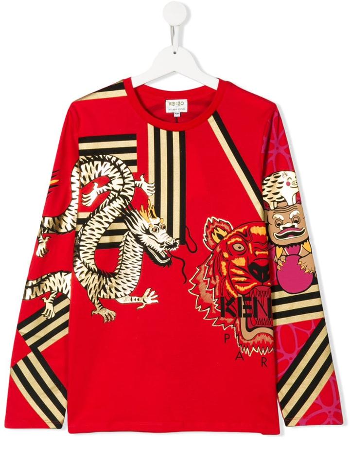 Kenzo Kids Logo Graphic Print Sweatshirt - Red