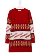 Msgm Kids Teen Barbasso Print Knitted Dress - Red