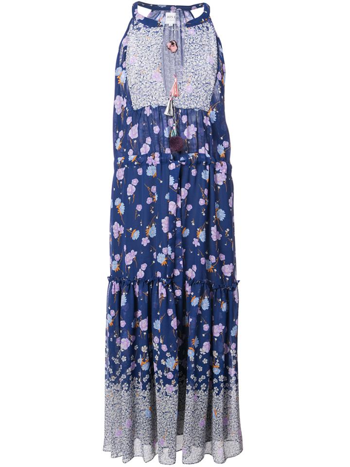 Misa Los Angeles Contrast Panel Floral Dress - Blue