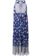 Misa Los Angeles Contrast Panel Floral Dress - Blue