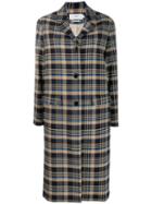 Closed Check Midi Coat - Blue