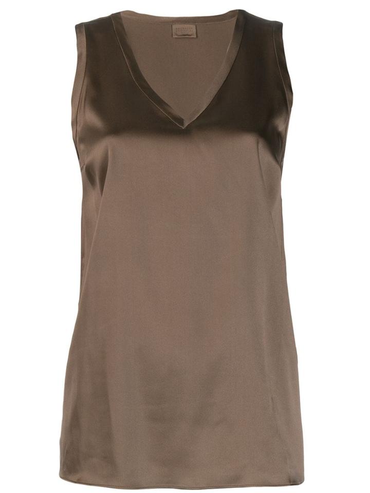 Brunello Cucinelli V Neck Tank Top - Brown
