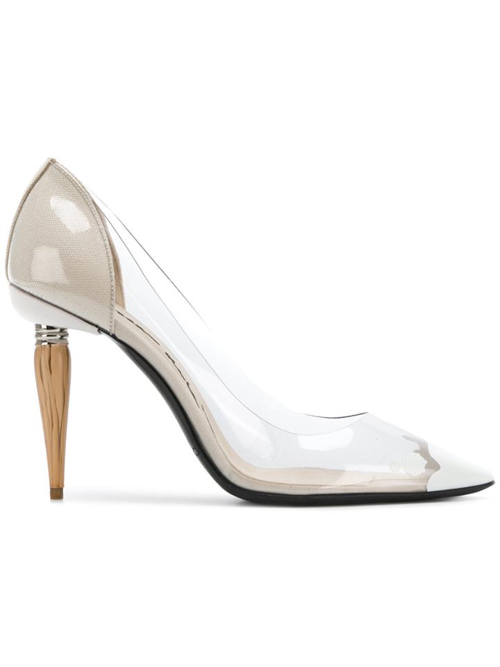 Oscar De La Renta Clear Pointed Stilettos - Nude & Neutrals