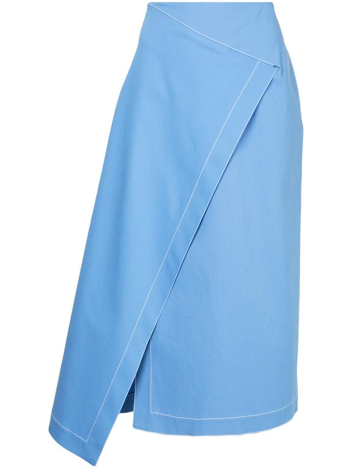 Rosetta Getty Asymmetric Wrap Dress - Blue