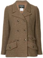 Chanel Vintage Logo Button Blazer Jacket - Brown