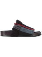 Chloé Frayed Stripe Slider Sandals - Black