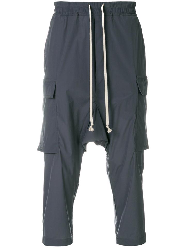 Rick Owens Drawstring Cargo Cropped Trousers - Grey