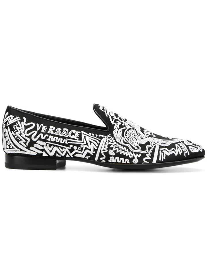 Versace Jacquard Medusa Loafers - Black