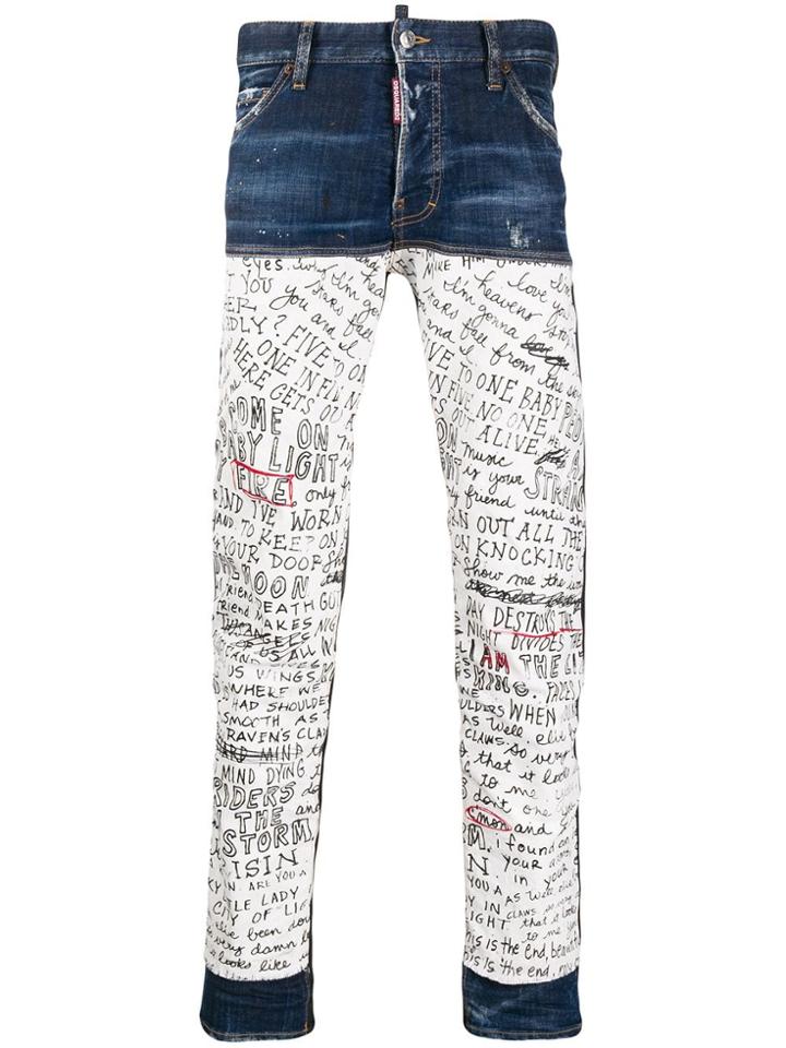 Dsquared2 Letter Patch Slim-fit Jeans - Blue
