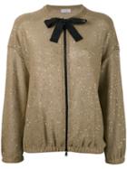 Brunello Cucinelli - Sequin Embroidered Cardigan - Women - Silk/linen/flax/polyamide - One Size, Nude/neutrals, Silk/linen/flax/polyamide