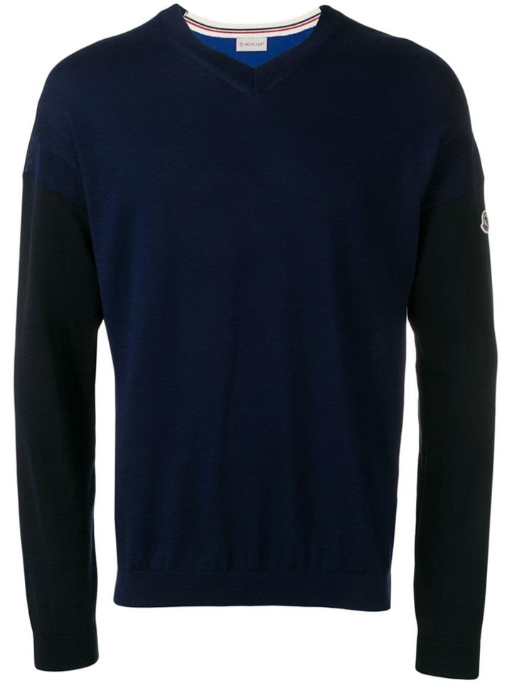 Moncler Contrast Sleeve Jumper - Blue