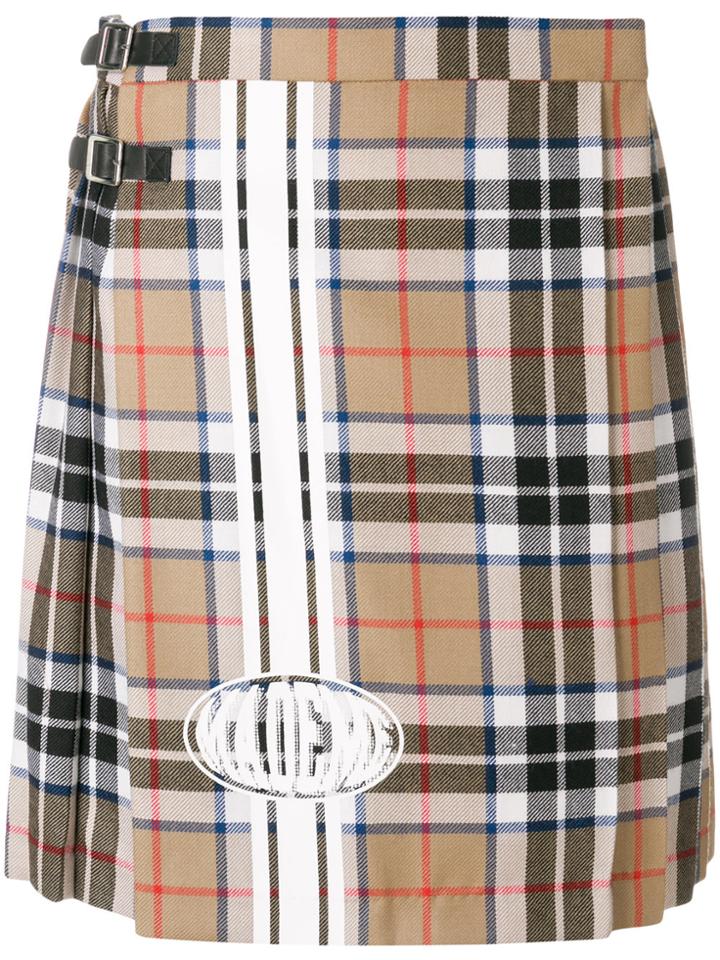Mademe Checked Pleated Skirt - Nude & Neutrals