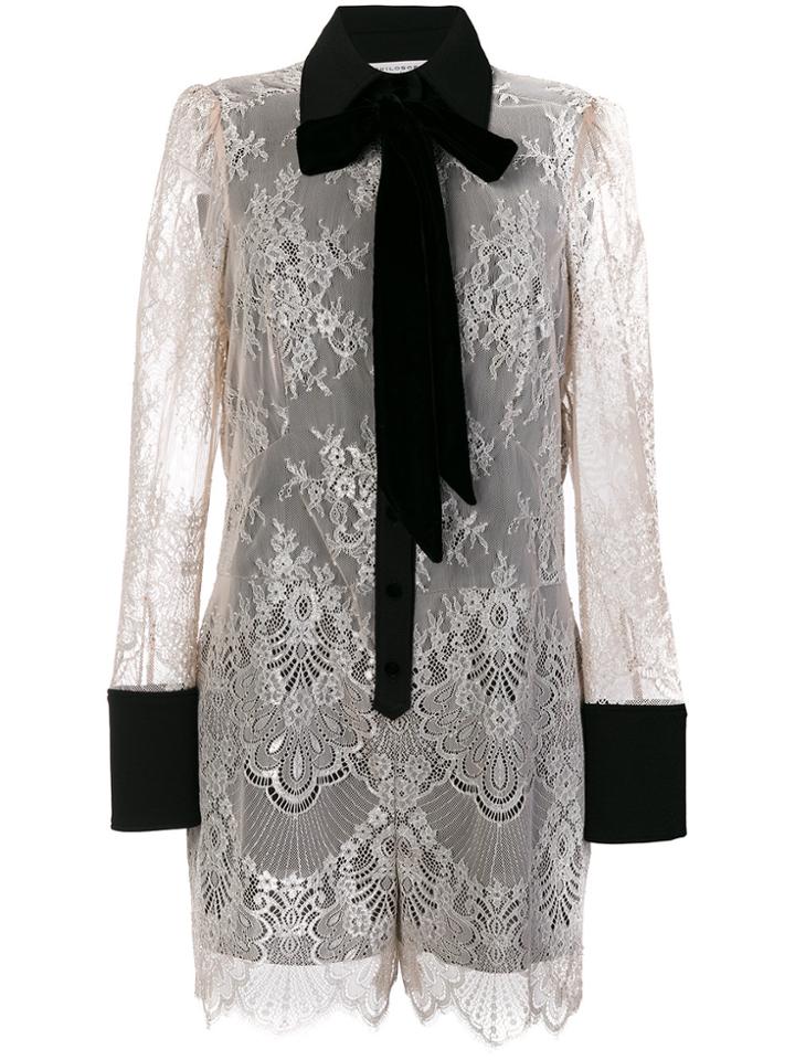 Philosophy Di Lorenzo Serafini Lace Bow Collar Playsuit - Pink &