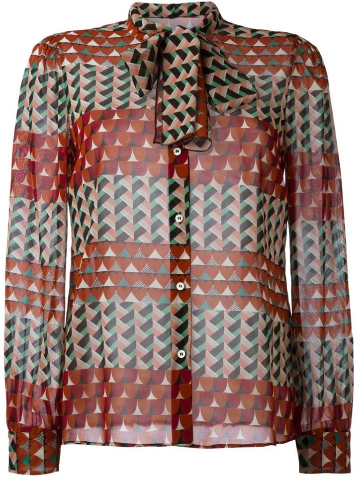 Red Valentino Geometric Print Shirt, Women's, Size: 44, Silk/spandex/elastane