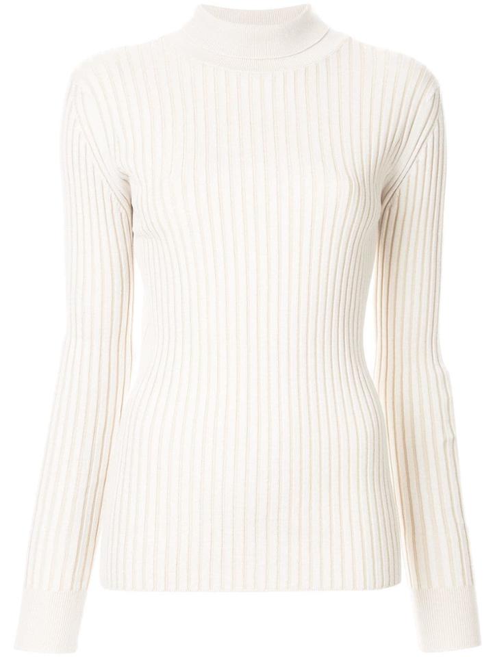 Le Ciel Bleu Ribbed Rollneck Sweater - White