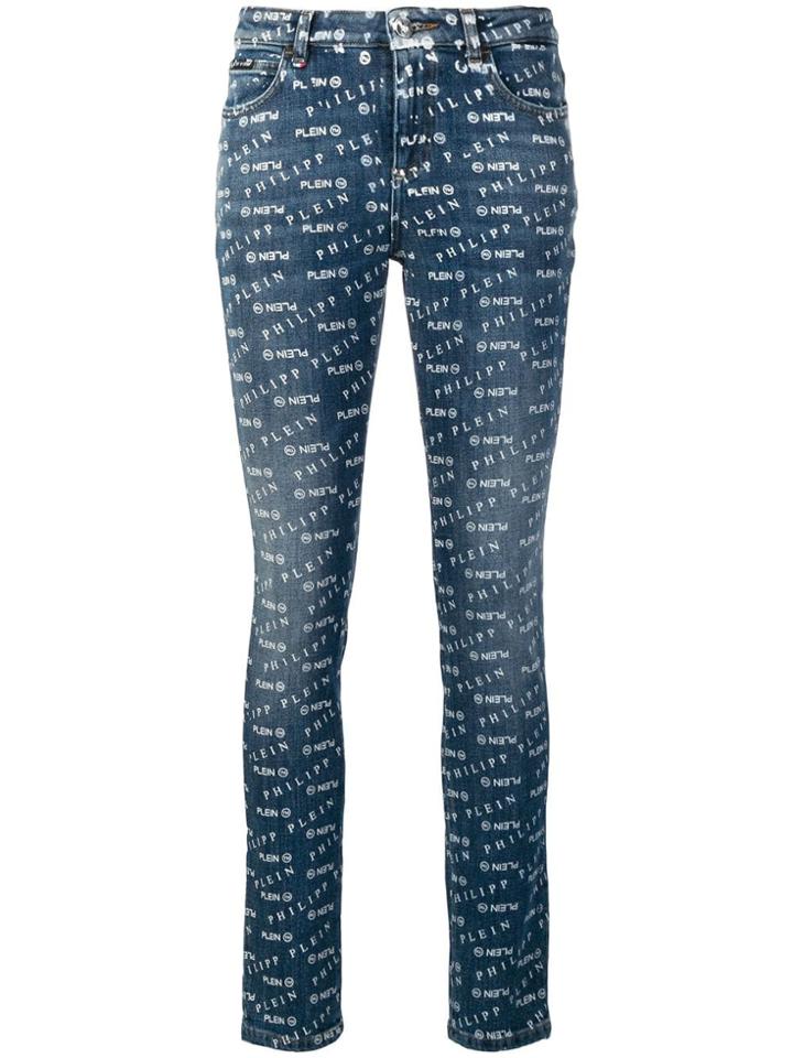 Philipp Plein Multi Logo Skinny Jeans - Blue