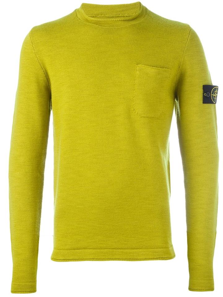 Stone Island Crew Neck Jumper, Men's, Size: Small, Green, Wool