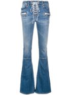 Unravel Project Lace Up Flared Jeans - Blue