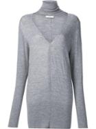 Tome 'deep V Turtleneck' Sweater, Women's, Size: Medium, Grey, Merino