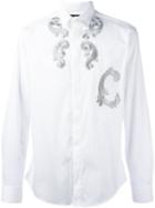 Christian Pellizzari Embroidered Shirt, Men's, Size: 54, White, Cotton/polyamide/spandex/elastane