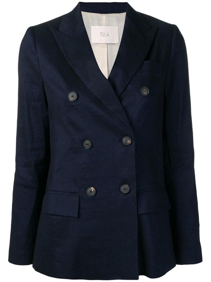 Tela Double Breasted Blazer - Blue