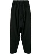 Yohji Yamamoto Drop-crotch Cropped Trousers - Black