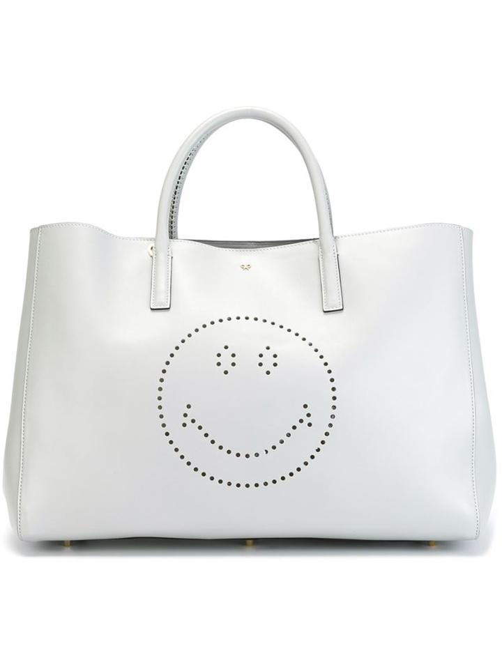 Anya Hindmarch Ebury Smiley Tote, Women's, Blue, Leather